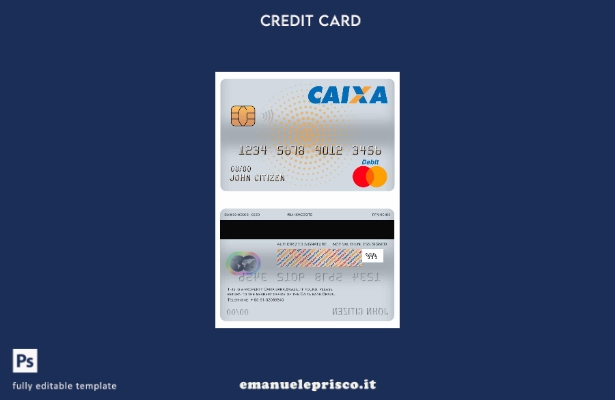 modello di carta di debito principale della banca brasiliana Caixa stile verific
